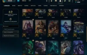 Platina 4 com 35 Champs e 14 Skins + 1 Fragmento