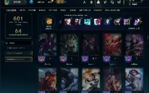 Unranked com TODOS os champs e 194 Skins ( MID / JG / TOP )