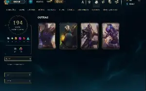 Unranked com TODOS os champs e 194 Skins ( MID / JG / TOP )