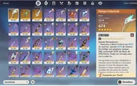Conta AR 58 com 10 personagens 5* e 3 armas 5*