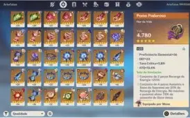 Conta AR 58 com 10 personagens 5* e 3 armas 5*