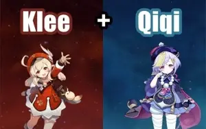 Contas Genshin Impact AR 5 com Klee e Qiqi