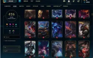 Conta platina 1 com TODOS os champ e 426 Skins + 4 Prestigio