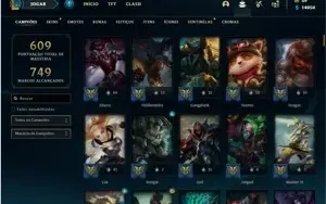 Conta platina 1 com TODOS os champ e 426 Skins + 4 Prestigio