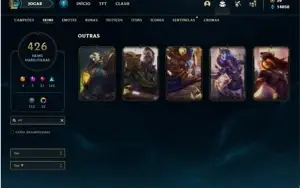 Conta platina 1 com TODOS os champ e 426 Skins + 4 Prestigio