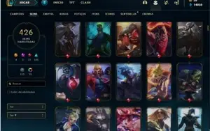 Conta platina 1 com TODOS os champ e 426 Skins + 4 Prestigio