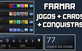 Desbloqueador de conquistas Steam + Farme de Cartas e Horas!