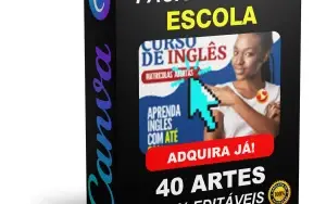 Pack Canva Escola de Inglês - 40 Artes Editáveis