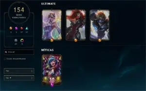 Conta LoL - Ouro 1 - Todos os Campeões do Jogo - 154 skins