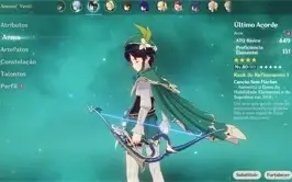 AYATO ARMA DELE,  VENTI, RAIDEN, XIAO, ZHONGLI + 2 5 ESTRELA