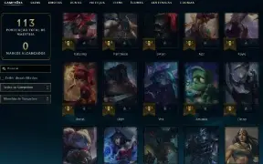 Ouro 4 com 40 Champs e 8 Skins