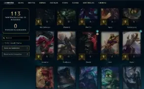 Ouro 4 com 40 Champs e 8 Skins
