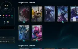 Conta League of Legends, 77 skins e 129 campeões.