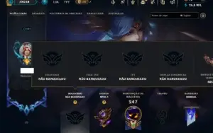 Unranked com 120 Champs e 83 Skins +2 Prestigios