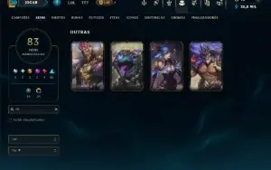 Unranked com 120 Champs e 83 Skins +2 Prestigios