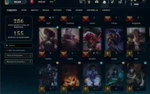 Bronze 1 com 100 Champs e 50 Skins + 33 Espolios