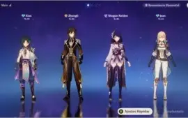 Conta Genshin AR 55 - Xiao + Homa + Zhongli + Raiden + Jean