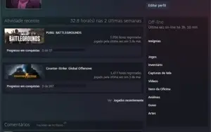 Contas Steam c/ Free CS:GO 1400+ Horas/Free PUBG 1000+ Horas