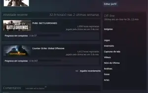 Contas Steam c/ Free CS:GO 1400+ Horas/Free PUBG 1000+ Horas