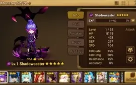 Reroll Summoners War lvl10 com Shadowcaster Dark - Ritsu