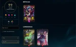PLATINA 4, 22 SKINS, 700 RP, 8K EA - CONTA DE LOL