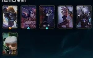 Conta LoL com 45 champs e 20 skins MMR alto