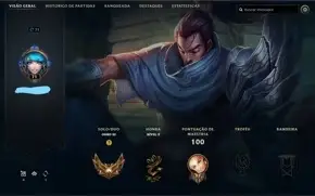 Conta LoL com 45 champs e 20 skins MMR alto