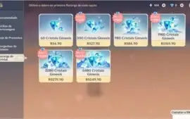 Conta Genshin Impact com 10 personagens (5*) e 17 (4*)