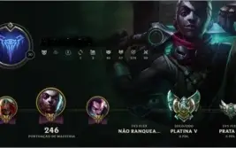 Conta de lol platina V , faltando 23 campeões