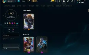 Prata 4 com TODOS os Champs e 197 Skins ( Nivel 1077 )