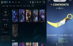 Conta VALORANT / LOL (Karambit Sublime 2.0, passe. 80 Skins)