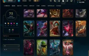 Unranked com 100 Champs e 72 Skins ( MAIN SUP )