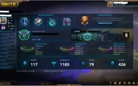 Conta smite 160, 3X MESTRE, 5 T5 SKINS, 1185 SKINS