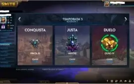 Conta smite 160, 3X MESTRE, 5 T5 SKINS, 1185 SKINS