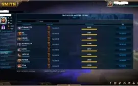 Conta smite 160, 3X MESTRE, 5 T5 SKINS, 1185 SKINS
