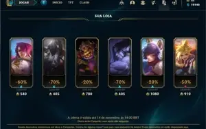 Conta ouro 4 com 132 Champs e 109 Skins + 400k de Vayne