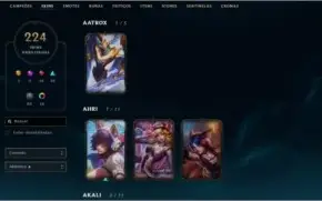 CONTA OURO COM 220 SKINS E TODOS OS CAMPEOES