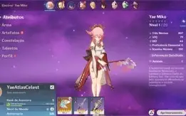Conta Genshin Impact AR 5 com Yae Miko e Atlas Celestial