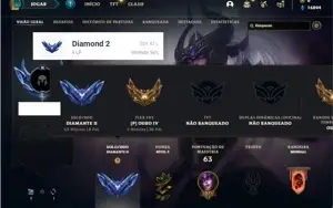 Conta Diamante 2 com 35 Champs e 8 Skins + 18 Fragmentos