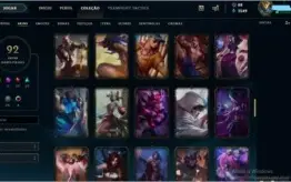 CONTA LEAGUE OF LEGENDS GOLD 4 92 SKINS LEVEL 251