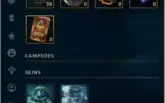CONTA LEAGUE OF LEGENDS, PRATA 3 70%, 40 CAMPEÕES, 10 SKINS