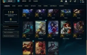 Conta prata 3 com 7 skins e 33 champs