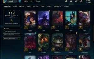 Conta prata 3 com 7 skins e 33 champs