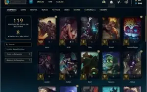 Conta prata 3 com 7 skins e 33 champs