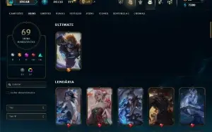 Unranked com 80 Champs e 69 Skins