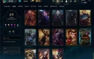 Unranked com 80 Champs e 69 Skins