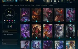 Unranked com 80 Champs e 69 Skins