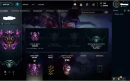 Vendo conta LOL mestre +100 pontos , 76 skins , 135 campeões