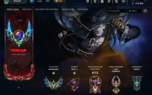Continha de lol com 1808 skins várias raras todas pax