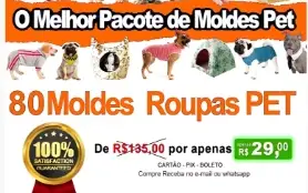Kit 80 Moldes Roupas Pet Cães E Gatos + Modelagem Cirúrgica